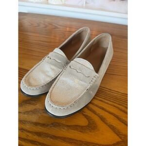 ARRAY Women Loafers Gray Suede Metallic Mesh Slip On Flats Shoes Size 8.5